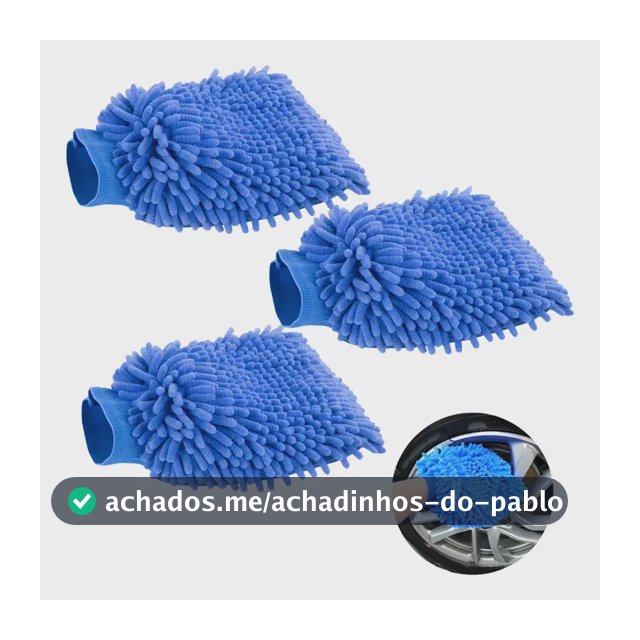 Kit 3 Luvas De Microfibra Lavagem Automotiva Não Risca Carro Sortido