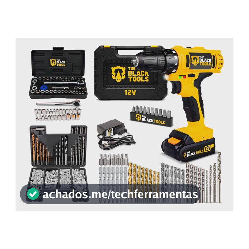 Parafusadeira Furadeira 12v + Kit Jogo Ferramentas 169 Peças