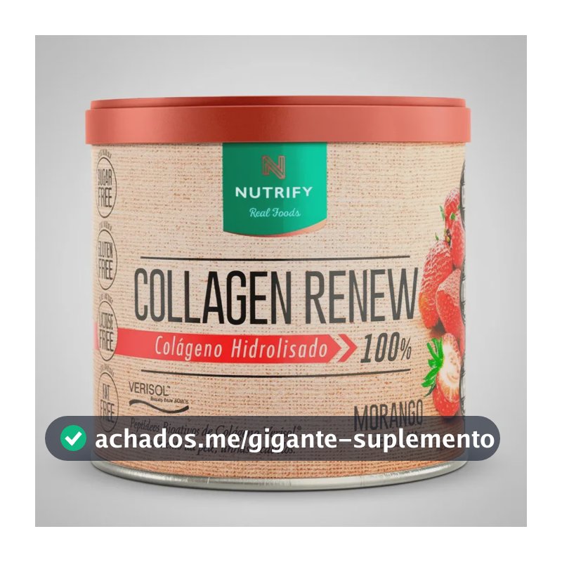 Colágeno Nutrify Renew em pó sabor Morango x 300g