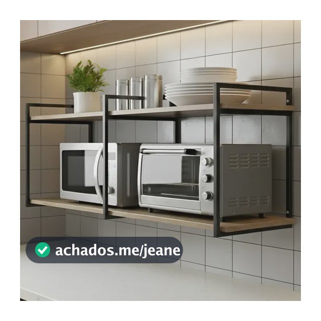 Prateleira Metal Industrial Suporte Para Microondas 120x30cm Amêndoa/preto