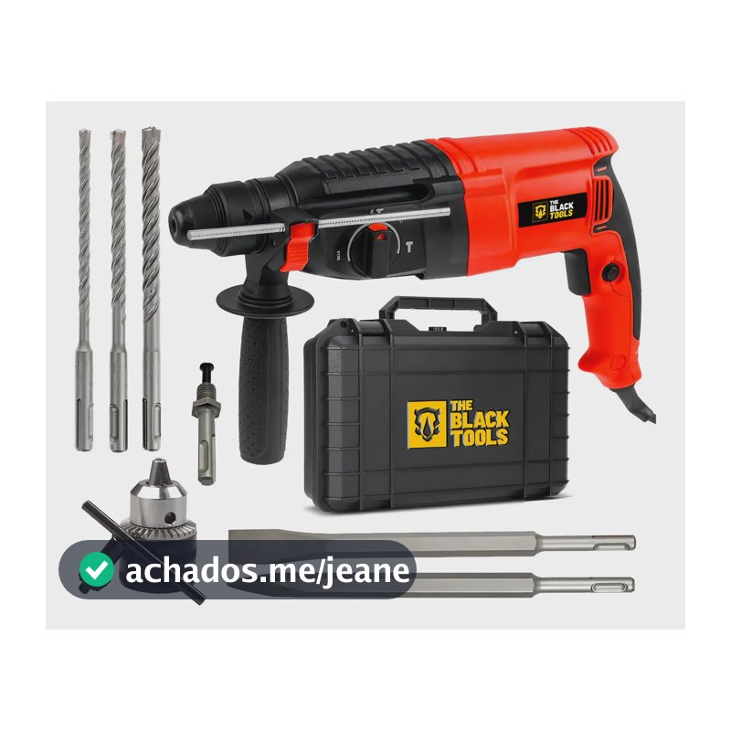Martelete Perfurador Rompedor Professional 26mm 900w Sds Plus 3j Com Maleta E Acessorios Trm-4000 The Black Tools