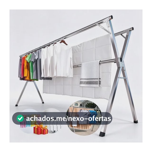 Varal De Chão Grande De Roupas 3 Andares Dobrável - Branco Branco