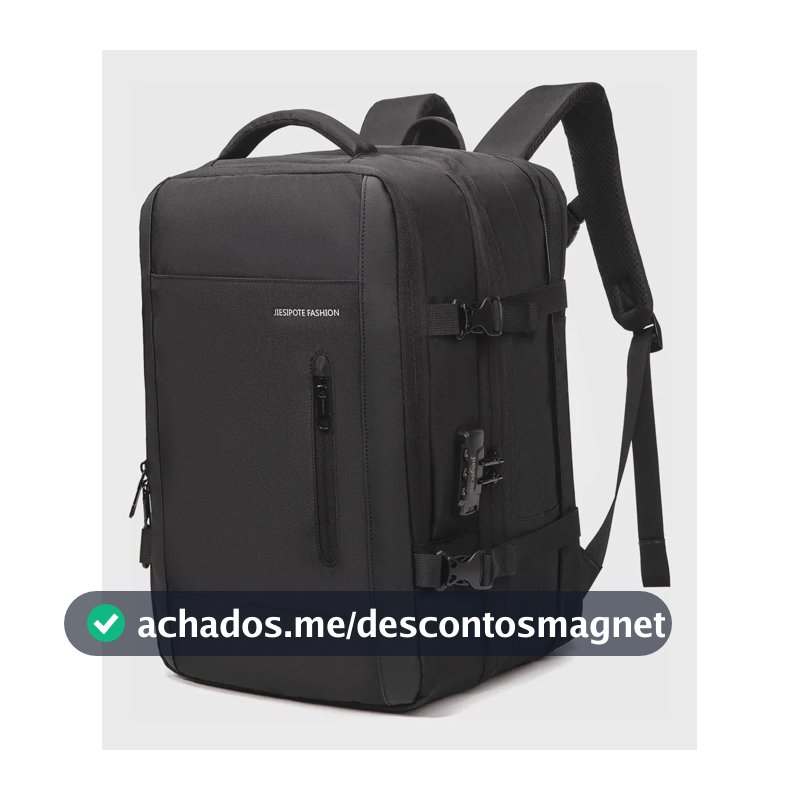 Mochila De Viagem Com Cadeado Anti-furto Expansível Commuter Preto Liso