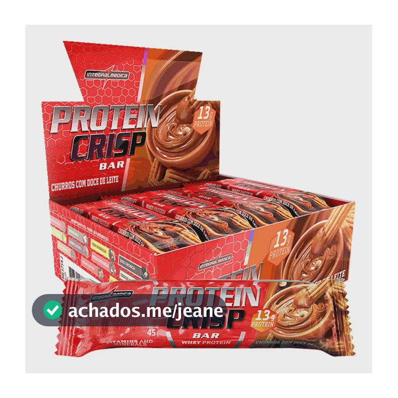 Barra de Proteína Whey Crisp Churros 12un Integralmedica - Energia para o Dia, Fonte de Proteína e Textura Irresistível