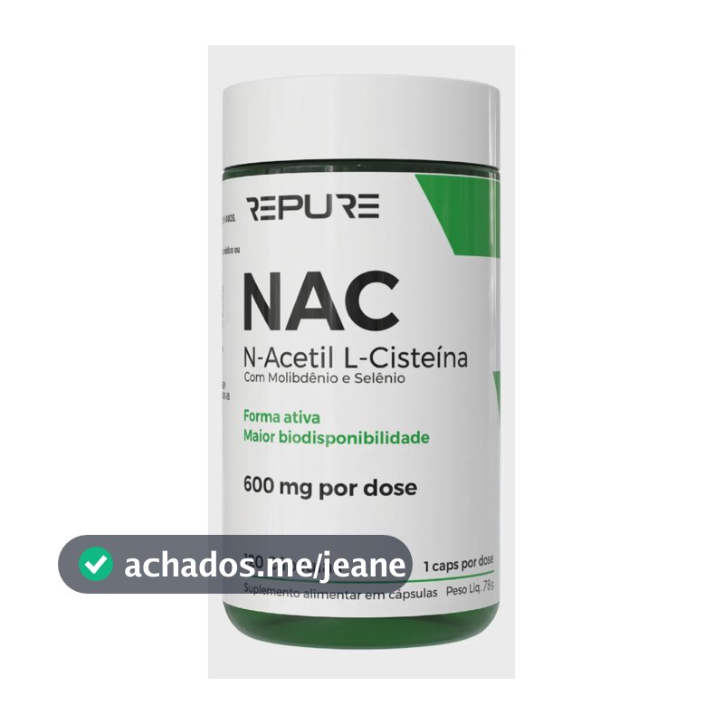 Nac N-acetil L-cisteína 600mg Molibdênio + Selênio 120 Cápsulas (4 Meses)