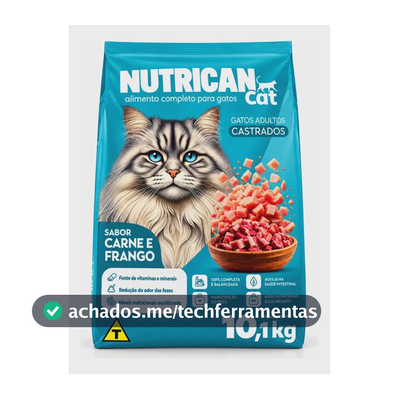 Ração Gato Castrado Carne E Frango 10,1kg Sem Corantes