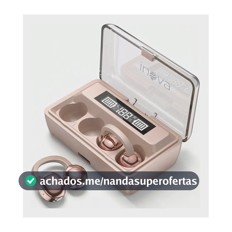 Fone De Ouvido Clip-on Bluetooth 6.0 Esportivo 60hrs Duração Dourado
