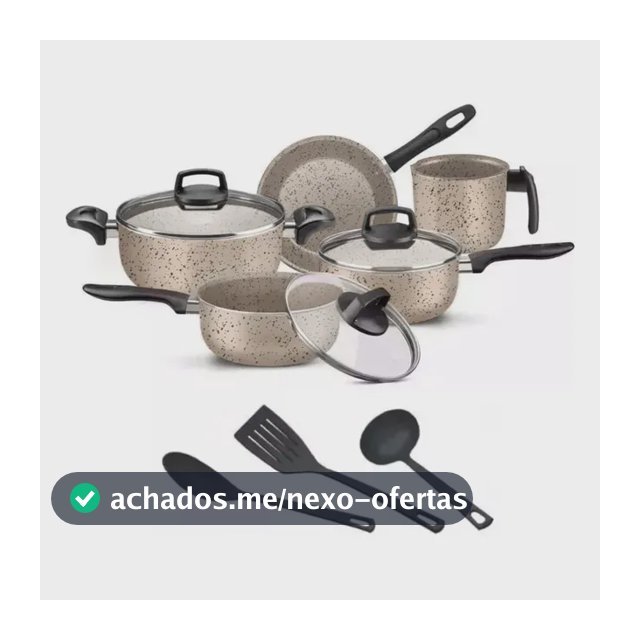 Jogo De Panelas 8 Peças Antiaderente Frigideira Tampa Vidro Marfim