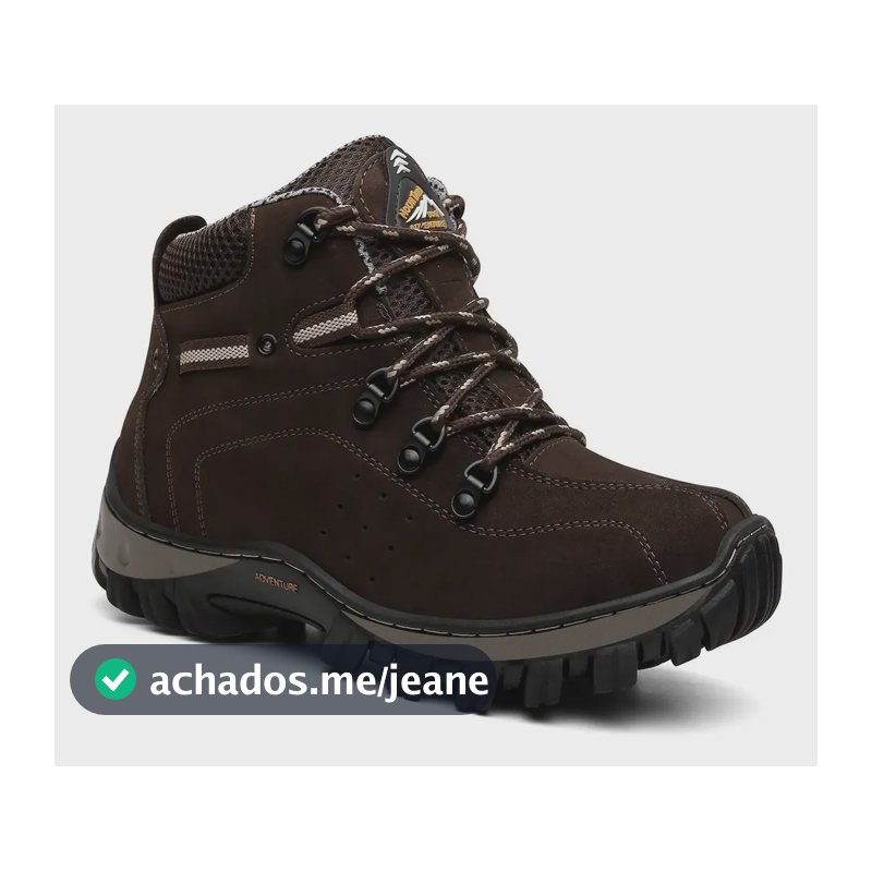 Bota Adventure Trilha Rapel Couro Legítimo Impermeável Marrom Couro Sintético/tecido Com Detalhes Perfurados E Cadarço 41 Br