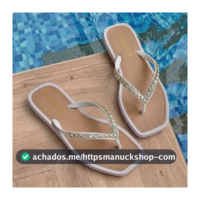 Chinelo Feminino Com Strass Fashion Lumix Bico Quadrado