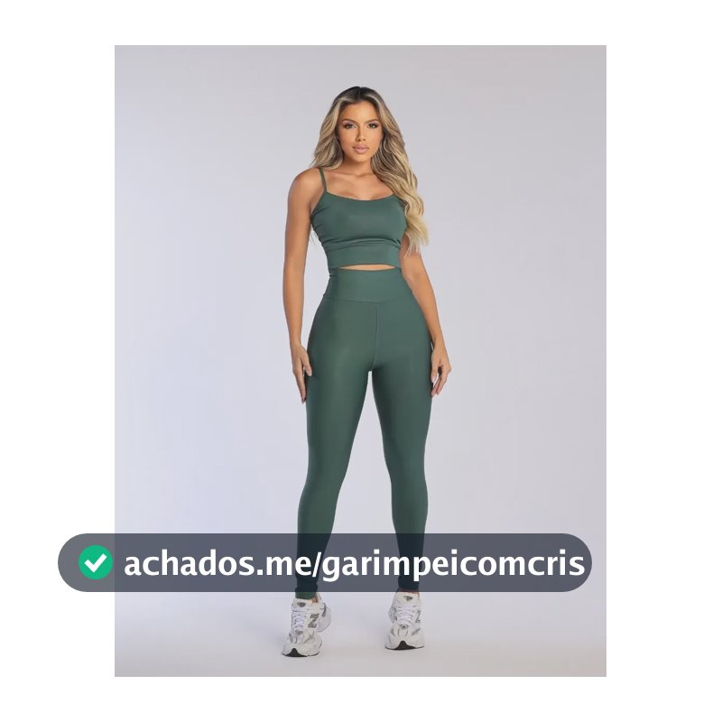 Legging E Top Fitness Zero Transparência Compressão Verde Militar M