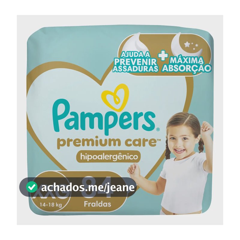 Fralda Pampers Premium Care Tamanho XXG 84 Unidades
