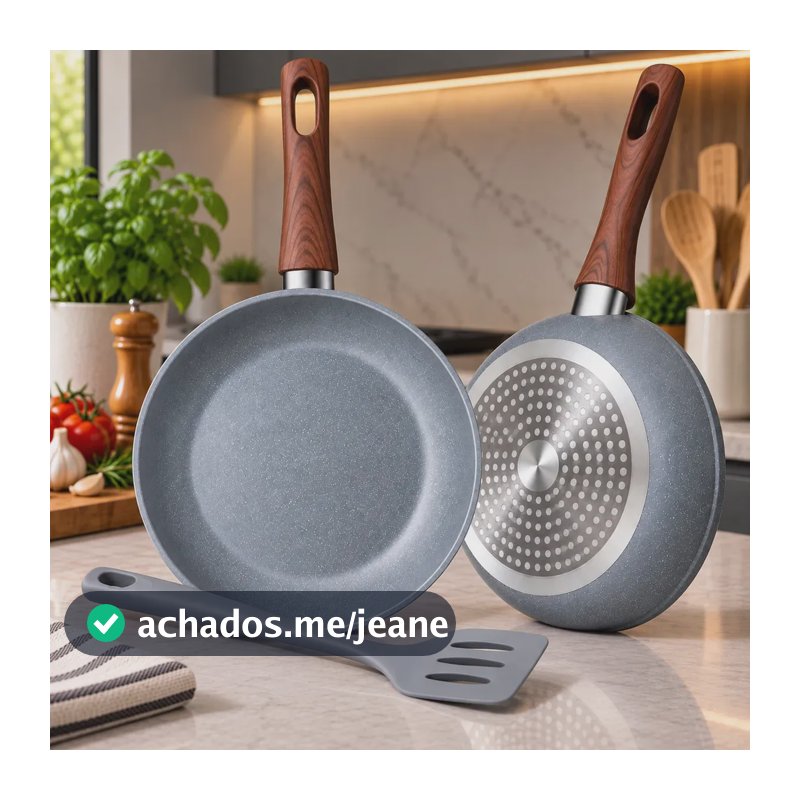 Frigideira Antiaderente Cerâmica de 24cm com Espátula De Silicone para Indução e Fogão a Gás Elétrico