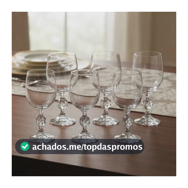 Conjunto 6 Taças Cristal Bohemia Vinho Degustação 190ml