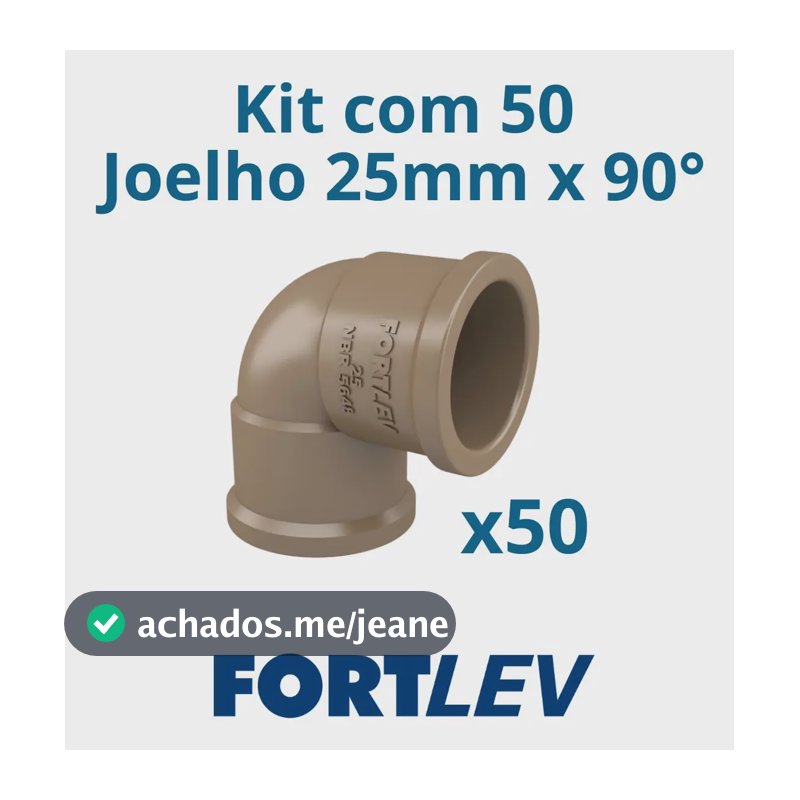 Kit 50 Cotovelo Joelho 3/4 Fortlev 90° Soldável 25mm Marrom