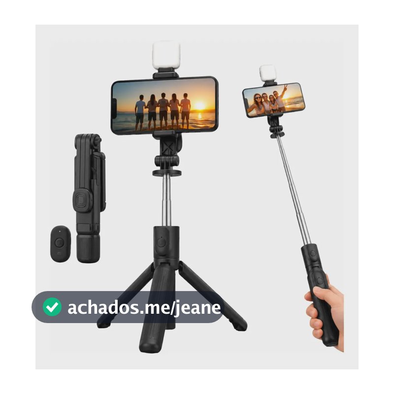 Tripé Bastão Selfie Celular Led 3 em 1 Controle Bluetooth 103cm