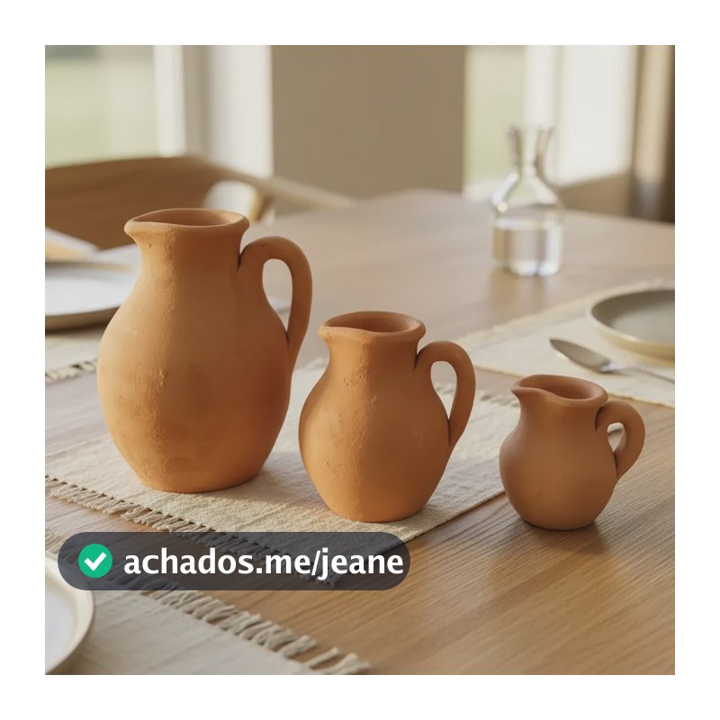Jarro De Barro / Kit 03 Peças/ Decoração//fonte Terracota