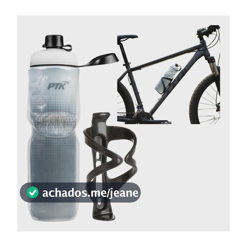 Garrafa Caramanhola Agua Térmica Bicicleta 700ml Com Suporte Preto