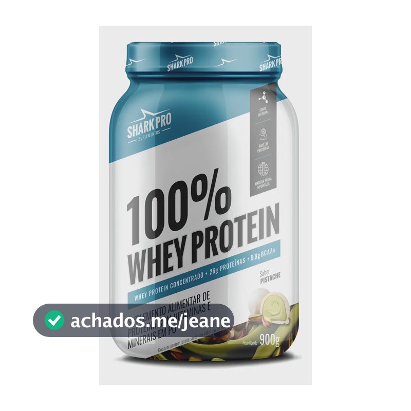 Whey Protein 100% Pote 900g Proteína Shark Pro Sabores Top Sabor Pistache