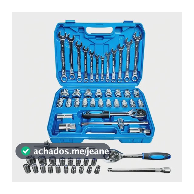 Kit Jogo Ferramentas 37 Pçs Soquete Combinada Catraca 8-32mm Azul-aço