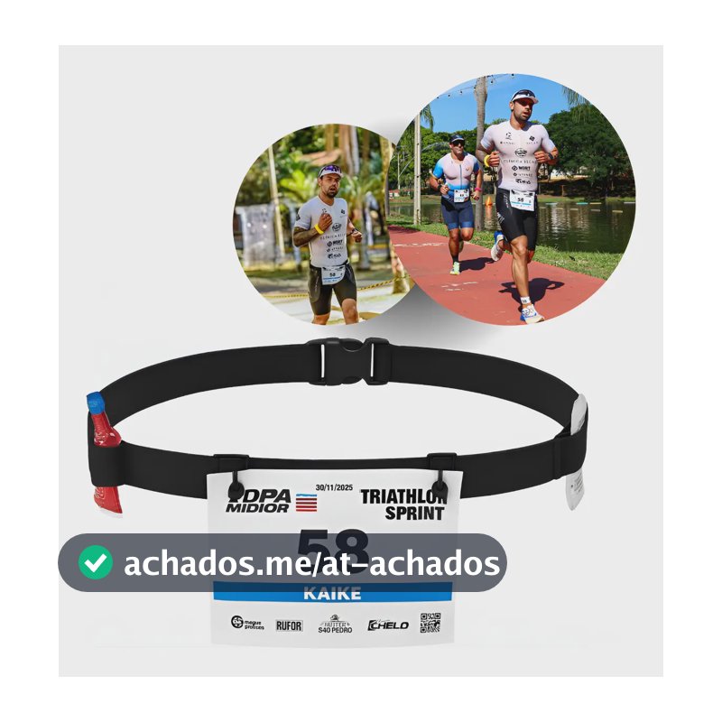 Cinto Porta Numero Para Corrida Triathlon Ciclismo Carbo Gel Preto