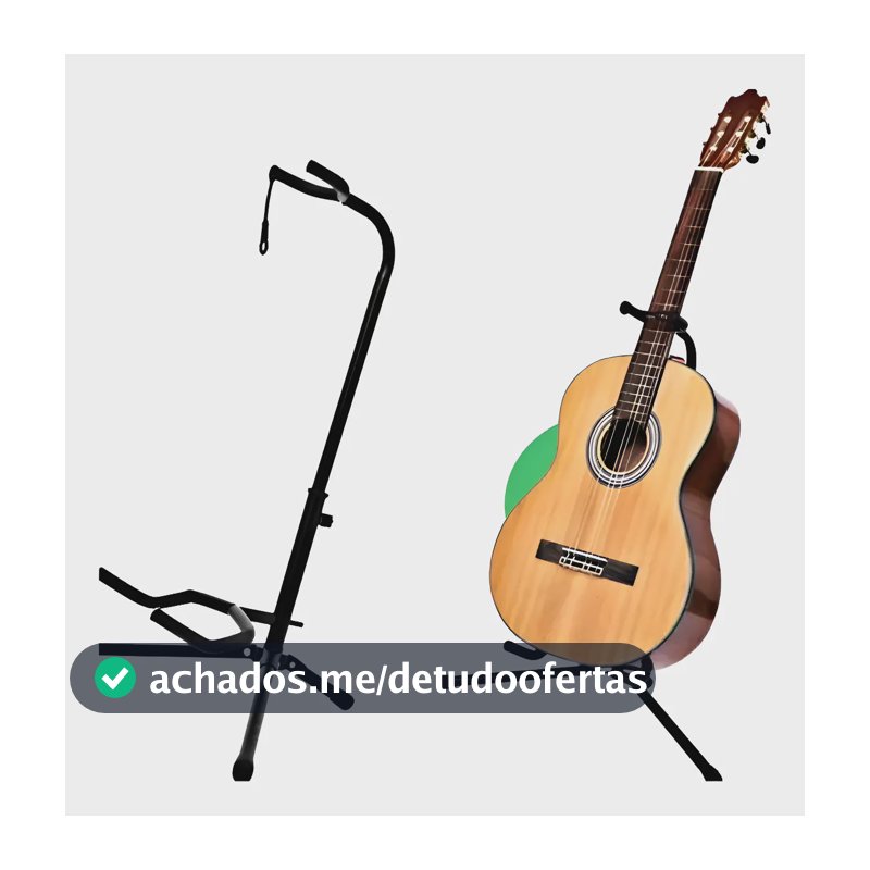 Suporte Guitarra Violão Chao C/ Trava Profissional Dobravel Preto
