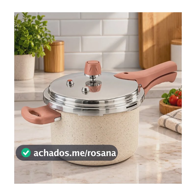 Panela De Pressão OIKOS 4,4 Litros Com Fundo De Indução E Revestimento Cerâmico
