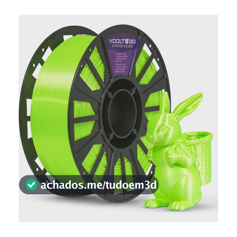 Filamento Pla Verde Neon Brilhante Intenso V-silk 1kg Voolt3D 1,75mm Premium Para Impressão 3D