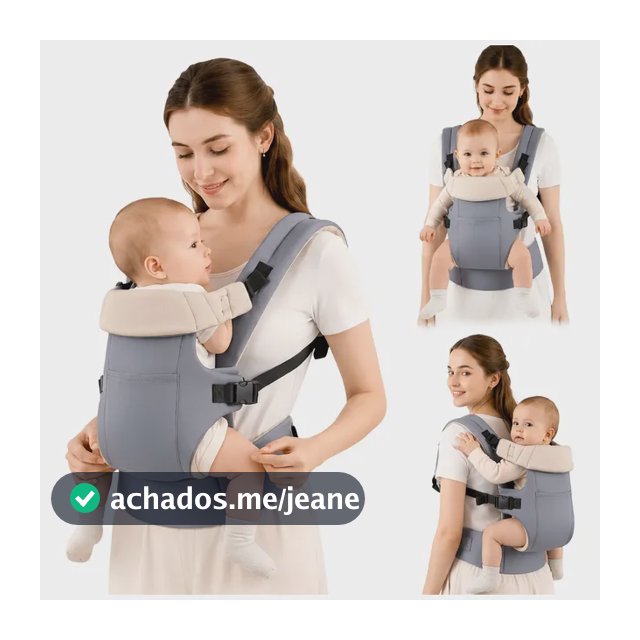 Bolsa Canguru Bebê Ergonômica Mochila Frente Costas Até 25kg Cinza