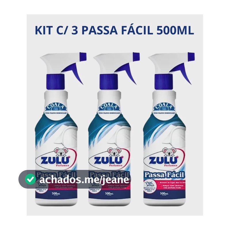 Kit C/ 3 Passa Fácil Zulu - Coala 500ml