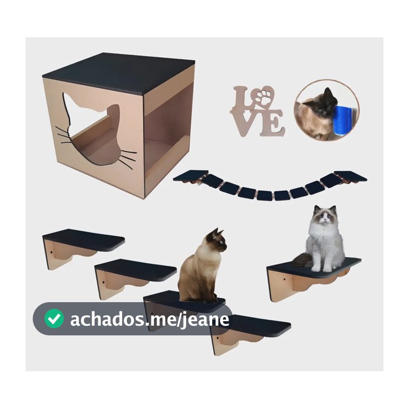 Playground Para Gatos 7 Peças Montada E Resistente + Brinde Mdf 6mm