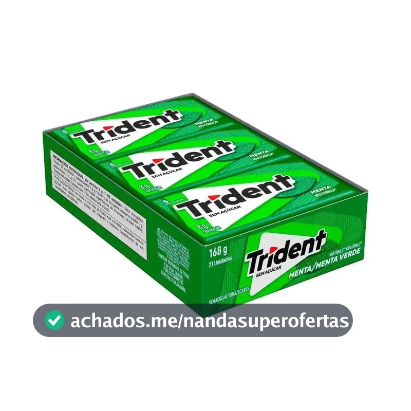 Chiclete Trident Menta - Caixa c/ 21 unidades sem açúcar