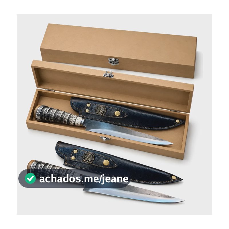 Faca Churrasco Premium 9` Cabo Rabo Tatu Bainha Preto