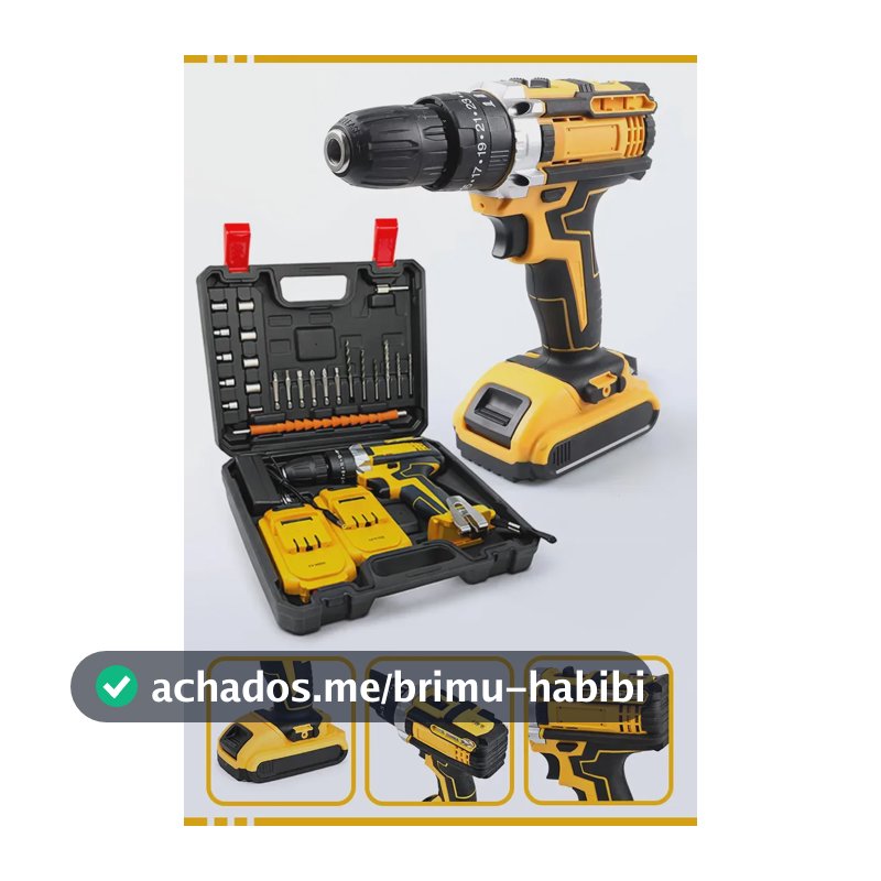 Parafusadeira Impacto Com 2 Baterias e Maleta de Acessórios Mackie Sem Fio Recarregável Com Luz De Led Uso Profissional E Doméstico