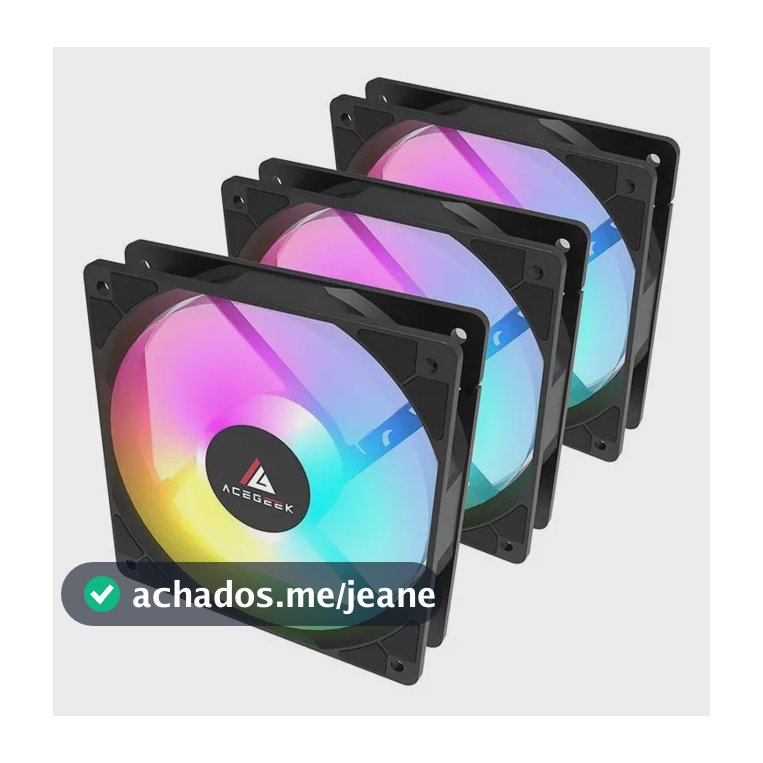 Kit Ventoinhas Acegeek Rw12 3x1, Rainbow, 3x120mm, Preto