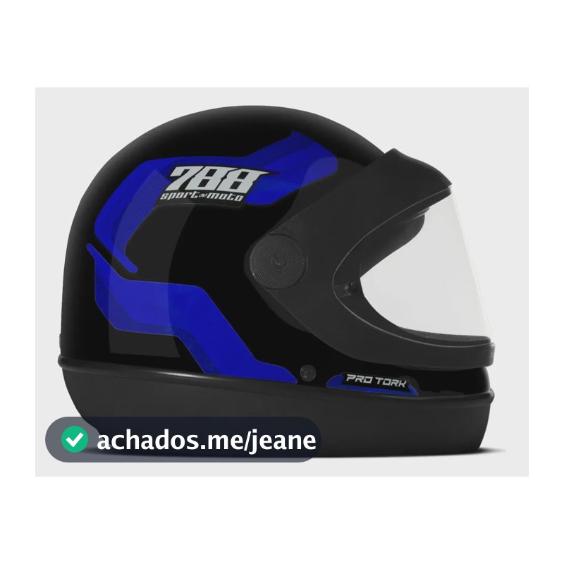 Capacete Fechado Protork Sport Moto 788 Automatico Sanmarino Preto-azul 57/58
