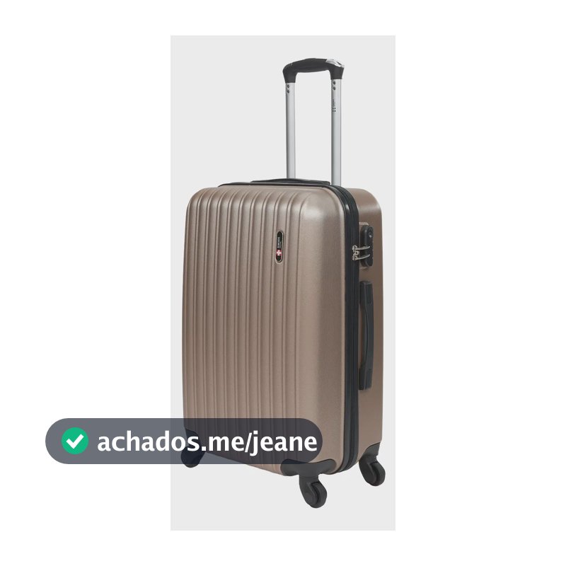 Mala de viagem 23kg Média ABS Rodas 360° Removíveis Londres Swiss Move Champagne