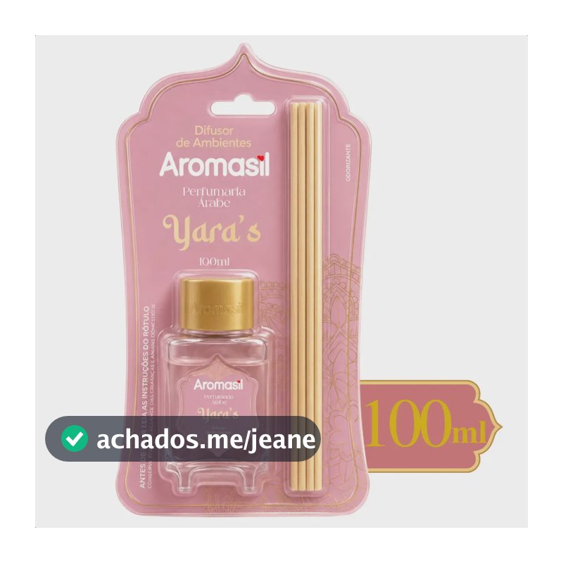 Difusor de Aromas com Varetas Aromasil Yara's Perfumaria Árabe 100 mL