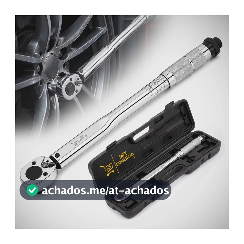 Torquímetro de Estalo Click 1/2 Pol Reversível Ajustável Bidirecional com Estojo 28 a 210 Nm 2,8 a 21 kgf.m Profissional Alta Precisão para Torque Automotivo Mecânica Oficina Rodas Motor Suspensão