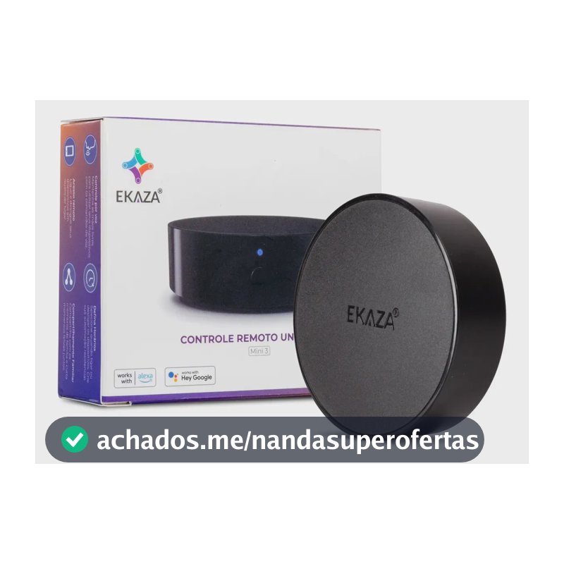 Controle Remoto Inteligente WiFi Mini 3 Ekaza Universal Infravermelho Tuya Smart Life Alexa Google Preto