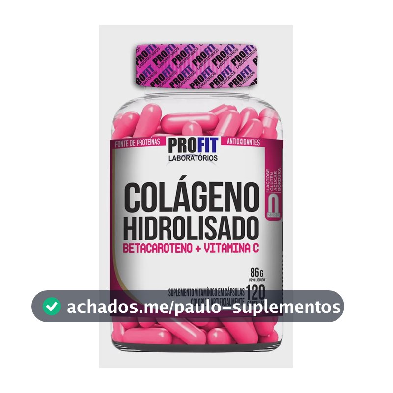 Suplemento Colágeno Hidrolisado em Cápsula Betacaroteno + Vitamina C - ProFit Laboratórios