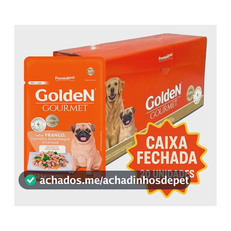 Ração Úmida Golden Frango Cães Adultos Pequenos Premier Pet 20 Un 85g