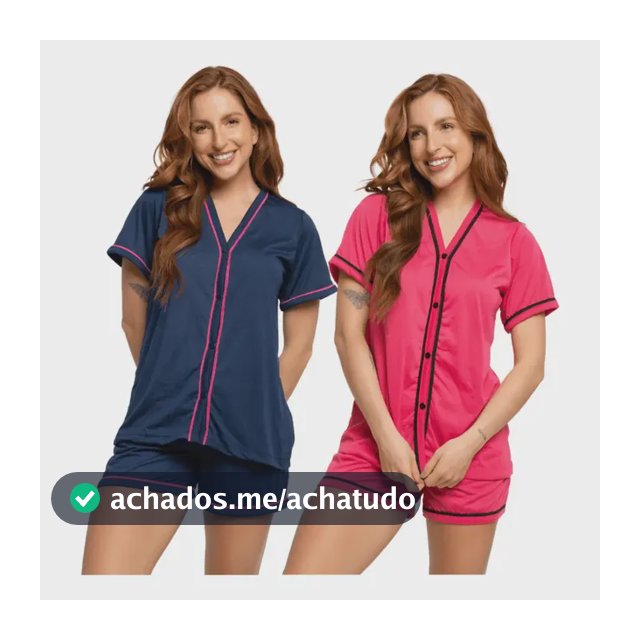 Kit 2 Pijama Americano Blogueira Amamentação Cirúrgico Botão