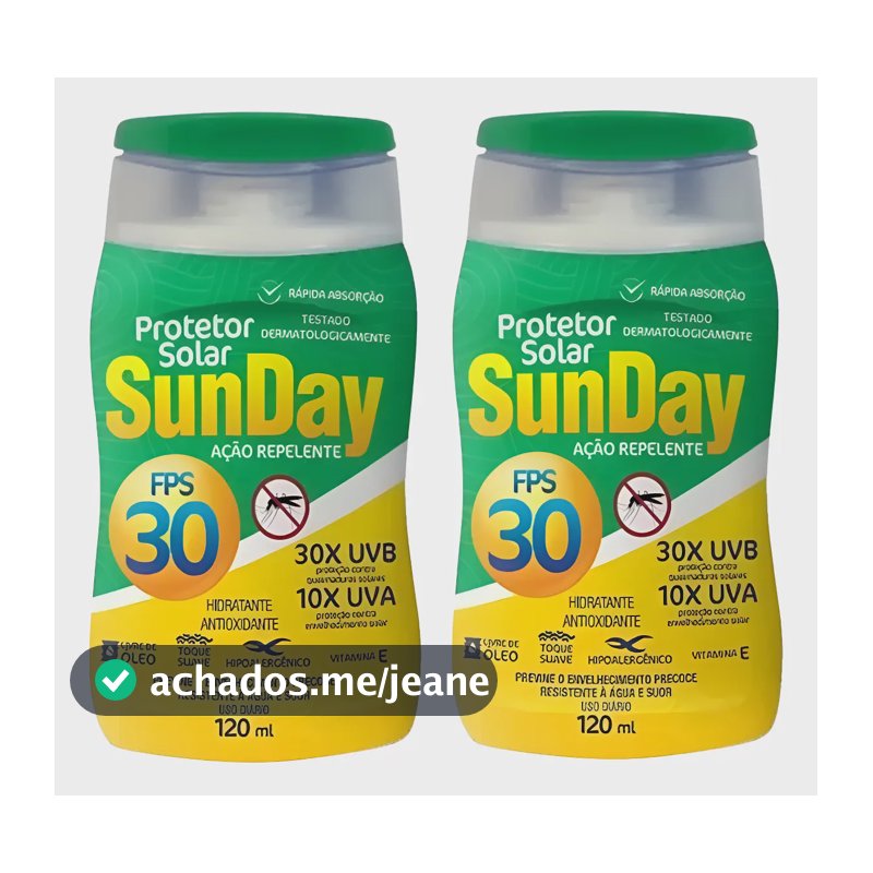 Kit 2 Protetor Solar Proteção Repelente Fator Fps 30 120 Ml Fps 30 Repelente 120 Gramas