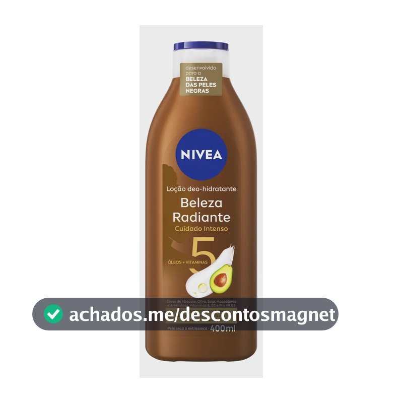 NIVEA Hidratante Desodorante Beleza Radiante Cuidado Intenso 400ml, Hidratação Profunda 48h, Brilho Natural, Corporal, Pele Seca e Extrasseca