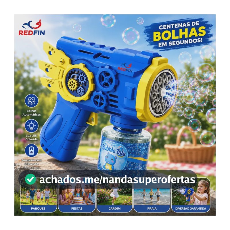 Pistola Lança Bolhas De Sabão Automática Azul Com Luz Para Crianças