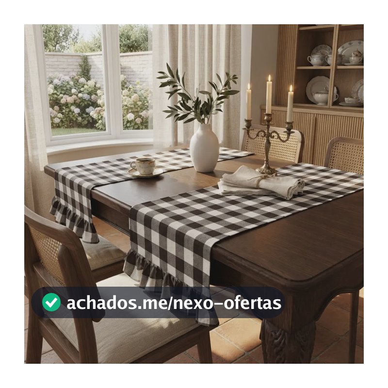 2 Caminhos Trilhos De Mesa Em Tecido Oxford Mesa Posta Café ( Marrom Escuro) Xadrez