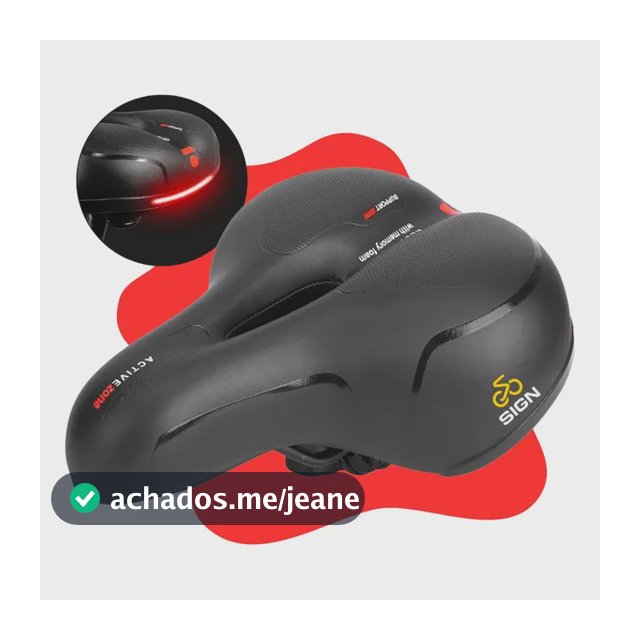 Banco Bike Selim Grande Para Bicicleta Super Comfort Molas Vazado Gel Tech Com Refletor Spinning Mtb Confortável Resistente Cor Preto Sign