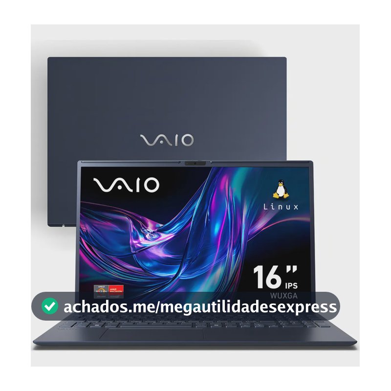 Notebook VAIO FE16 AMD Ryzen 5-5625U Linux 8GB RAM 256GB SSD Wi-Fi 6 Tela 16'' IPS WUXGA Antirreflexo - Cinza Grafite - VJFE69f11X-B0411H - Permite upgrade de memória RAM e SSD