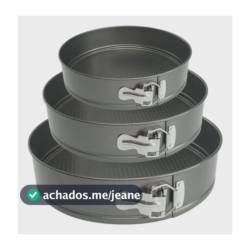 Kit 3 Formas Para Bolo E Torta Fundo Removível Antiaderente Grafite